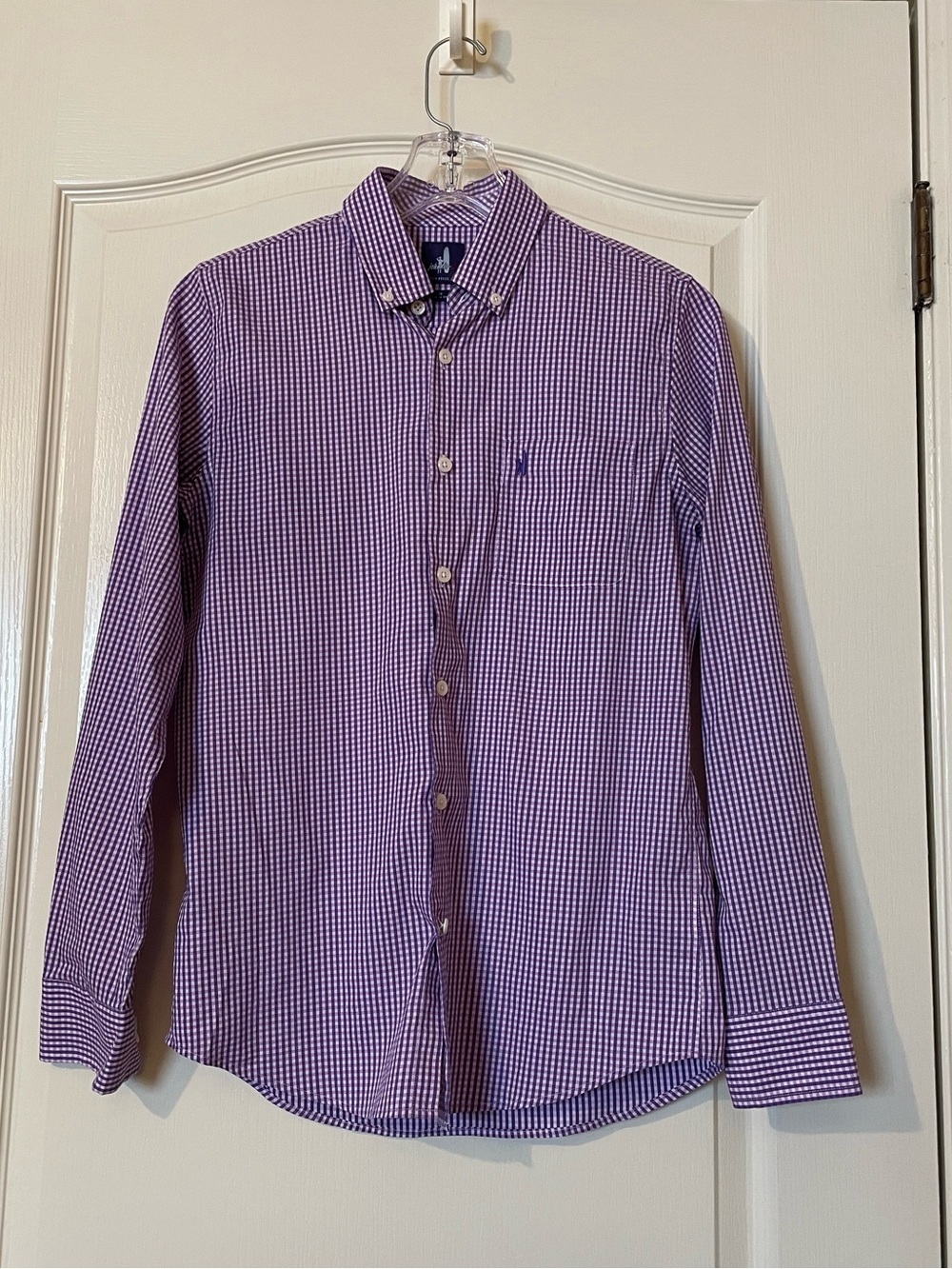 Johnnie-O Purple Gingham Button Down Shirt Mens 14 Small Preppy Long Sleeve